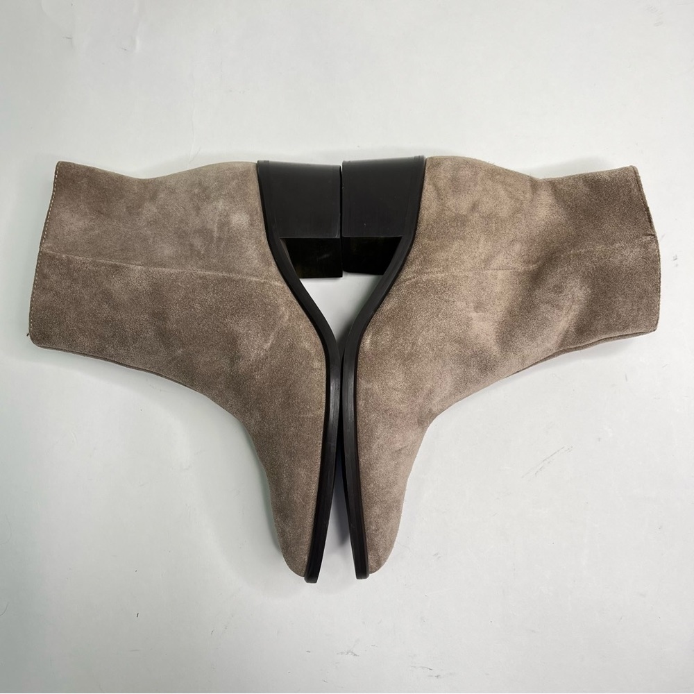 Lorenzo Dei Italian Leather Greige Taupe Suede Pointed Toe Ankle Booties Boots - Picture 7 of 13